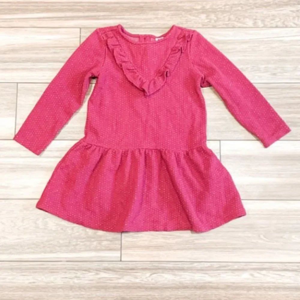 Janie & Jack Cranberry Shimmer Dress, Size 3